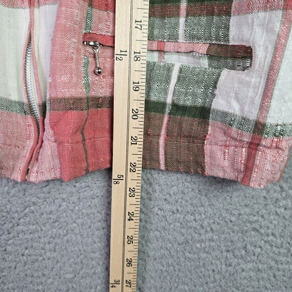 Plaid Crop Jacket Lemon Grass 14 Pink Green 100% Cotton Retro Zip Fall Vintage - Picture 10 of 11